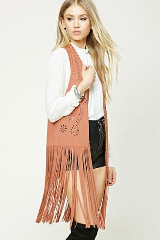 Forever21 Fringed Faux Suede Vest