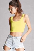 Forever21 Ribbed Raw-cut Crop Top