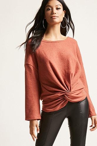 Forever21 Twist-front Sweater-knit Top
