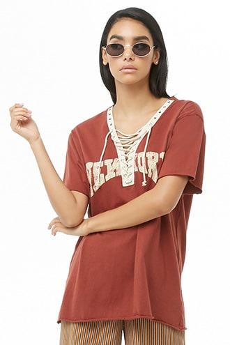Forever21 New York Lace-up Tee
