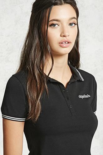 Forever21 Captain Embroidered Polo Shirt