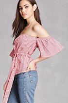 Forever21 Off-the-shoulder Gingham Top