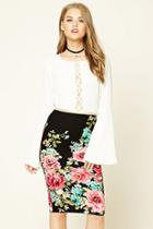 Forever21 Women's  Floral Print Midi Skirt