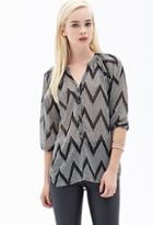 Forever21 Spotted Zigzag Chiffon Top
