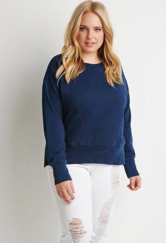 Forever21 Plus Boxy Ribbed-trim Sweater