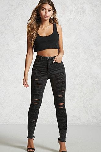 Forever21 Distressed Mineral Wash Jeans