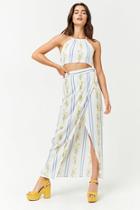 Forever21 Floral Striped Wrap Maxi Skirt