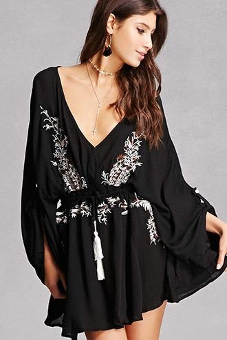 Forever21 Floral Crepe Surplice Dress