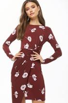 Forever21 Floral Print Twist-front Sheath Dress