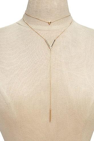 Forever21 Chevron Pendant Layer Necklace