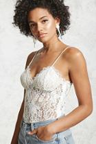 Forever21 Sheer Lace Cami Bodysuit