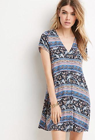 Forever21 Buttoned Floral Print Dress