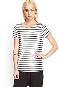 Forever21 Scoop Back Striped Tee
