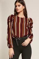 Forever21 Stripe Puff-sleeve Top
