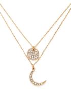 Forever21 Gold & Clear Rhinestone Charm Layered Necklace