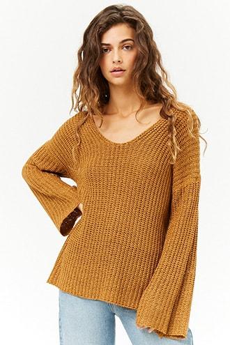 Forever21 Bell-sleeve Ribbed Top