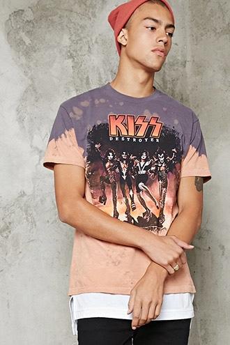 21 Men Men's  Tie Dye Kiss Band Tee