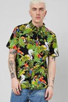 Forever21 Bird & Leaf Print Fitted Shirt