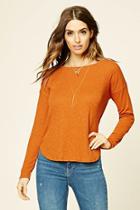 Love21 Women's  Rust Contemporary Ribbed Knit Top