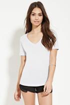 Forever21 Women's  Light Blue V-neck Tee