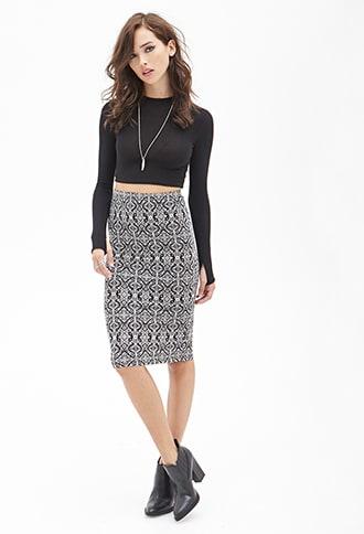 Forever21 Abstract Brocade Print Skirt