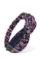 Forever21 Ornate Floral Satin Headwrap (navy/multi)