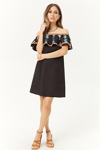 Forever21 Embroidered Flounce Mini Dress