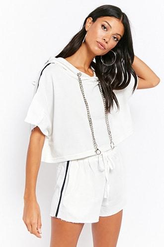 Forever21 Cropped Hoodie & Shorts Set