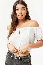 Forever21 Eyelet-trim Off-the-shoulder Crop Top