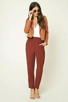 Love21 Women's  Burgundy Contemporary Tapered Trousers