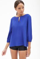 Forever21 Keyhole-cutout Peasant Blouse