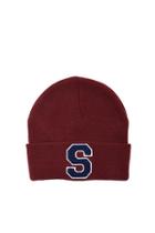 21 Men Burgundy & Navy Men S Graphic Fold-over Beanie