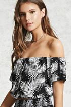 Forever21 Leaf Print Off-the-shoulder Top