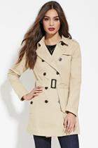 Forever21 Women's  Taupe Classic Trench Coat
