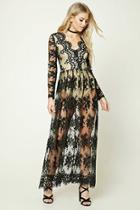 Forever21 Women's  Embroidered Lace Overlay Dress