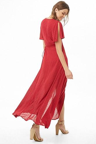Forever21 Faux Fur Dot Surplice Dress