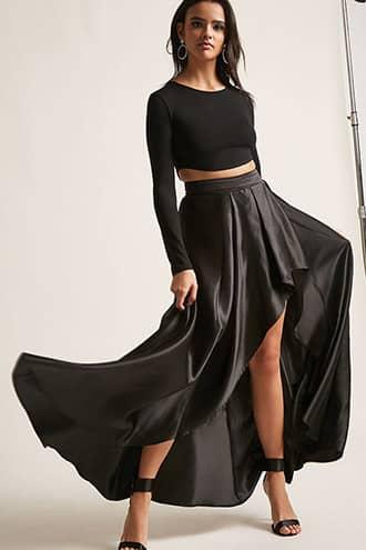 Forever21 Satin High-low Skirt
