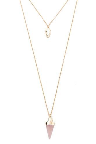 Forever21 Gold & Pink Triangle Layered Necklace