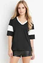 Forever21 Women's  Striped French Terry Jersey (black/cream)