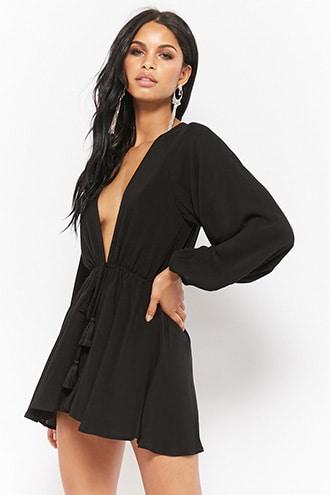 Forever21 Tassled V-cut Romper