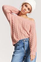 Forever21 Off-the-shoulder Cable Knit Sweater