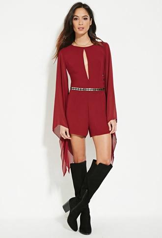 Forever21 Women's  Lavish Alice Angel Sleeve Romper