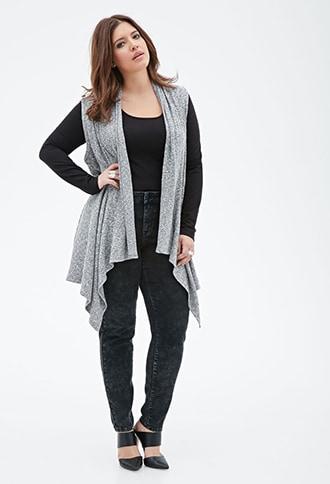 Forever21 Plus Size Sleeveless Marled Cardigan
