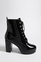 Forever21 Textured Faux Patent Leather Combat Boots