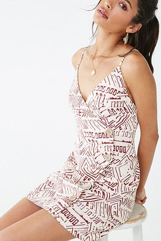 Forever21 Linen-blend Tribal-inspired Print Dress