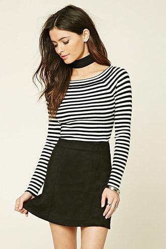 Forever21 Striped Ribbed Knit Top