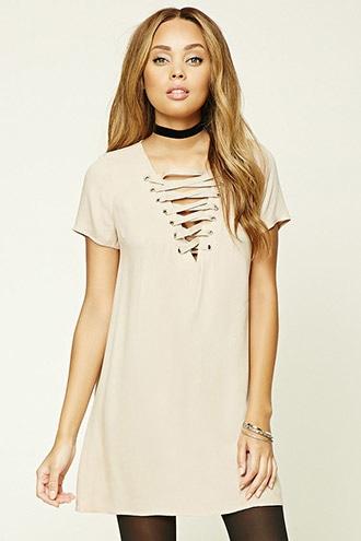 Forever21 Women's  Tan Strappy Crisscross-front Dress