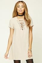 Forever21 Women's  Tan Strappy Crisscross-front Dress