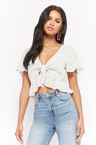 Forever21 Dotted Knot-front Top