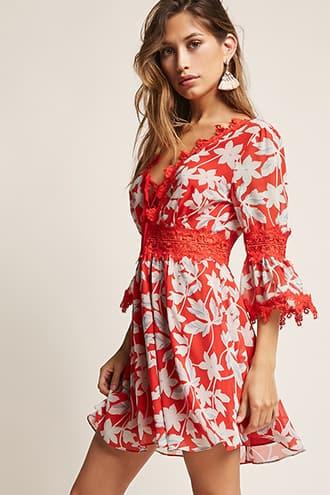 Forever21 Floral Lace-up Dress